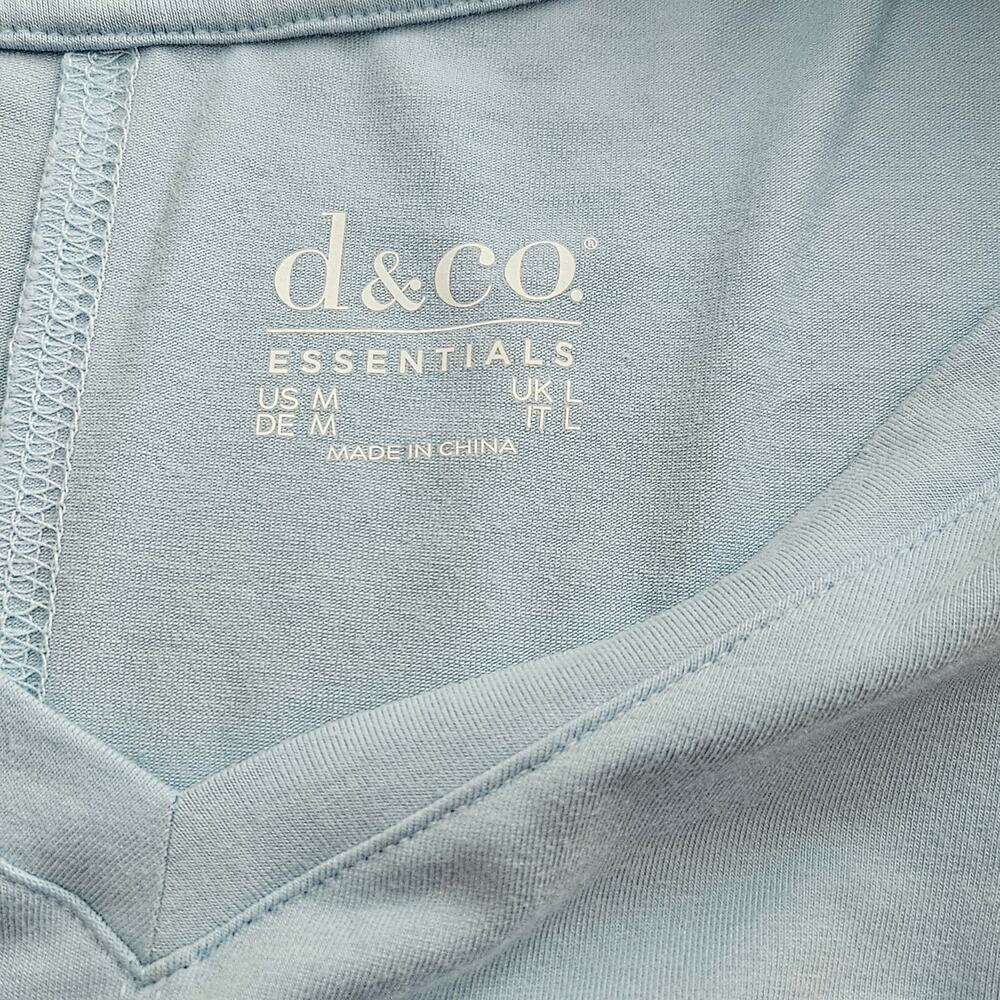 Denim & Co. Essentials Elbow Sleeve Top w/ Seaming Detail Sz M Baby Blue - Picture 4 of 8